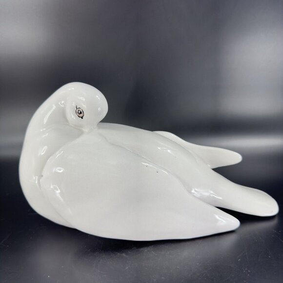 Italian Art Pottery Ruffled Fluffy Dove Large Hand Painted Pigeon Bird Marked - Picture 5 of 16